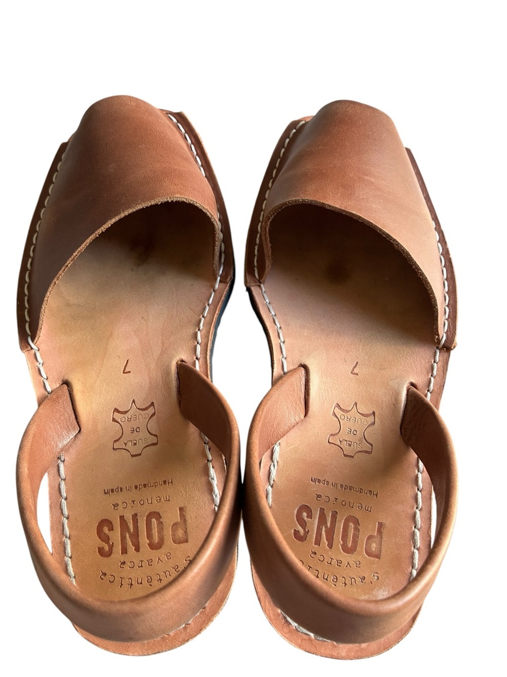 PONS Classic Avarca Menorca Leather Sandals Tan Brown Women’s 7 Spain - Picture 7 of 11
